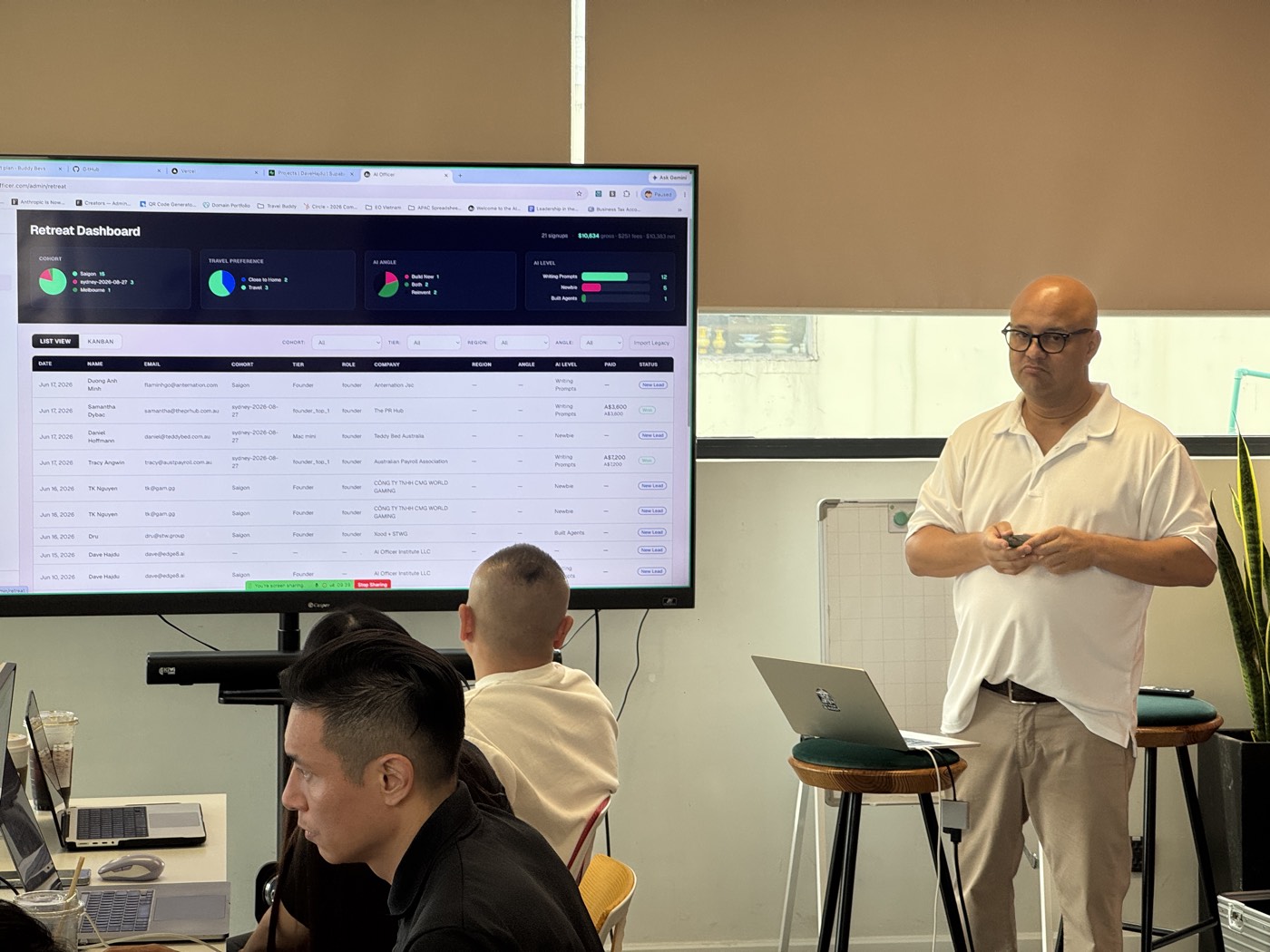 A dashboard live on the big screen